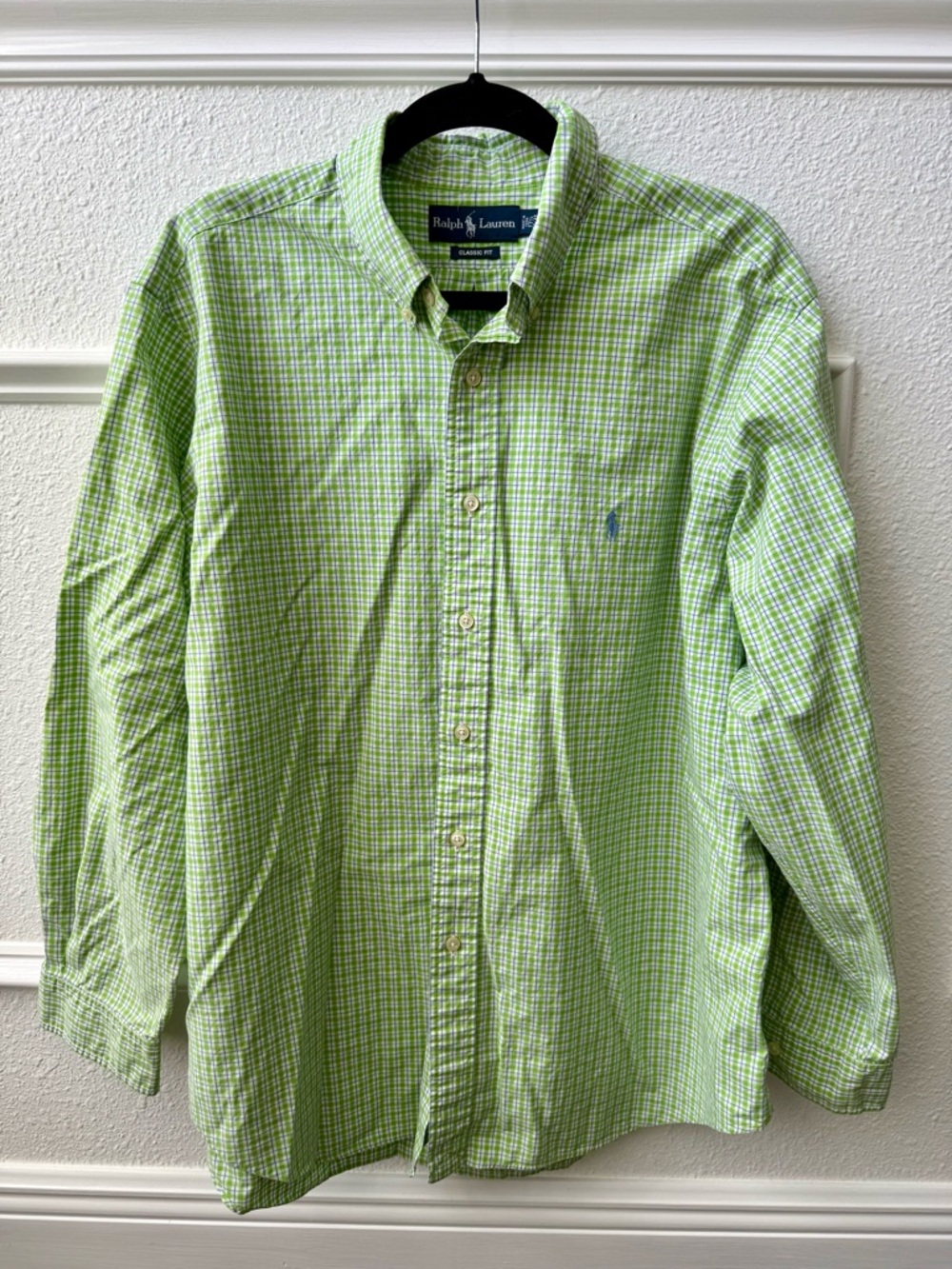 Ralph Lauren Men Classic Fit Plaid Button Down Shirt Green L Women XL